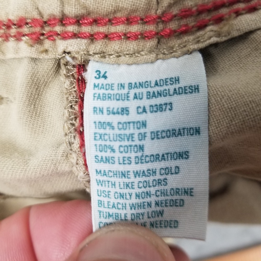American Eagle Cargo Shorts Men 34 Tan Classic Length Cotton Khaki Multi-Pocket - Picture 5 of 9